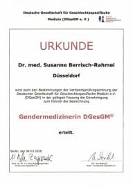 Urkunde Gendermedizinerin B